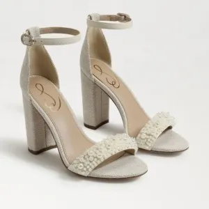 SAM EDELMAN Yaro Perl Block Heel Sandal in Modern Ivory Size 8.5