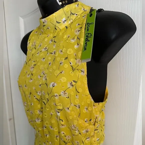 SAM EDELMAN High neck tie back midi dress yellow crepe vibrant Brat Girl 6 NWT