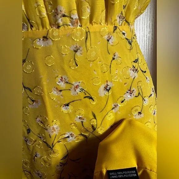 SAM EDELMAN High neck tie back midi dress yellow crepe vibrant Brat Girl 6 NWT