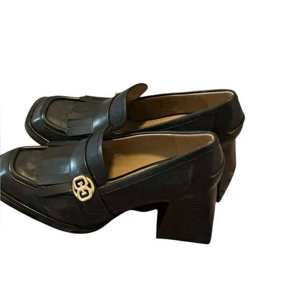 Sam Edelman Quinly Block Heel Black Leather Loafer shoes Women’s Size 9.5