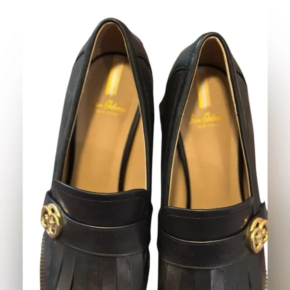 Sam Edelman Quinly Block Heel Black Leather Loafer shoes Women’s Size 9.5
