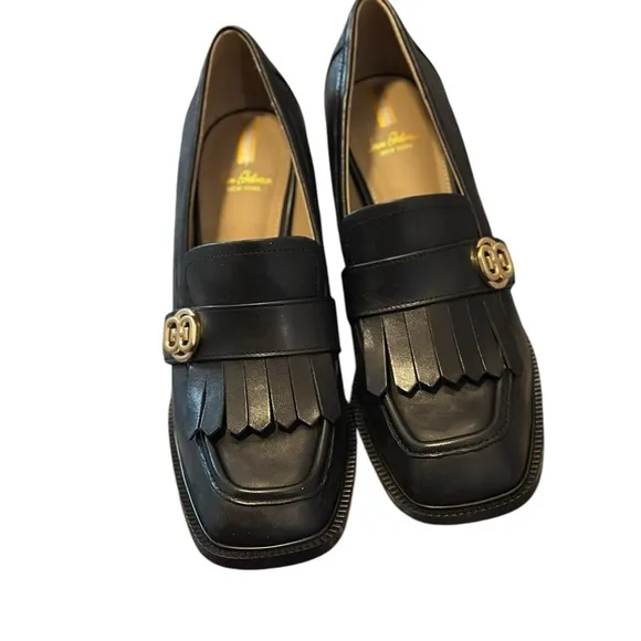 Sam Edelman Quinly Block Heel Black Leather Loafer shoes Women’s Size 9.5
