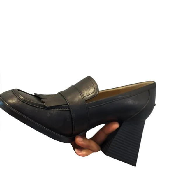 Sam Edelman Quinly Block Heel Black Leather Loafer shoes Women’s Size 9.5