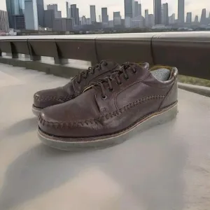 Samuel Hubbard Stitched Moc Shoes US 10 M Brown Leather Lace-Up Oxford Shoes