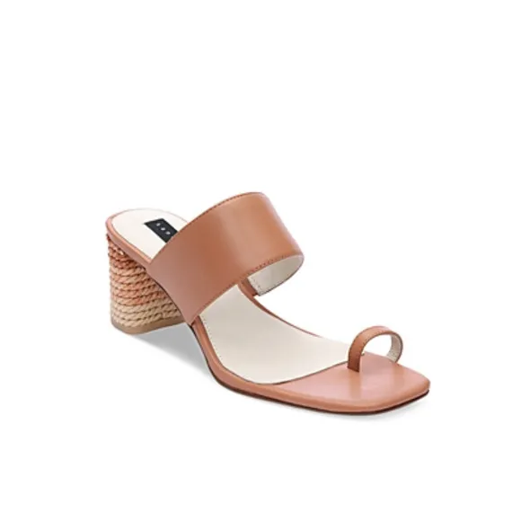 Sanctuary Bold Square Toe Espadrille Block Heel Sandals Lion Size 6.5 240408
