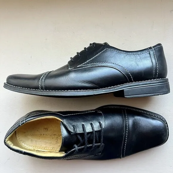 Sandro Moscoloni Black Leather Cap Toe Oxford Lace up Shoes Men’s Size US 13 M