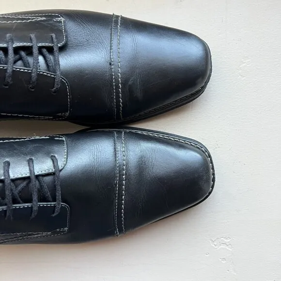 Sandro Moscoloni Black Leather Cap Toe Oxford Lace up Shoes Men’s Size US 13 M