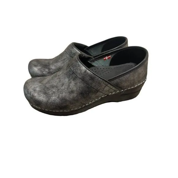 Sanita Danish Signature Medical Professional Clog Metallic Pewter Sz 38