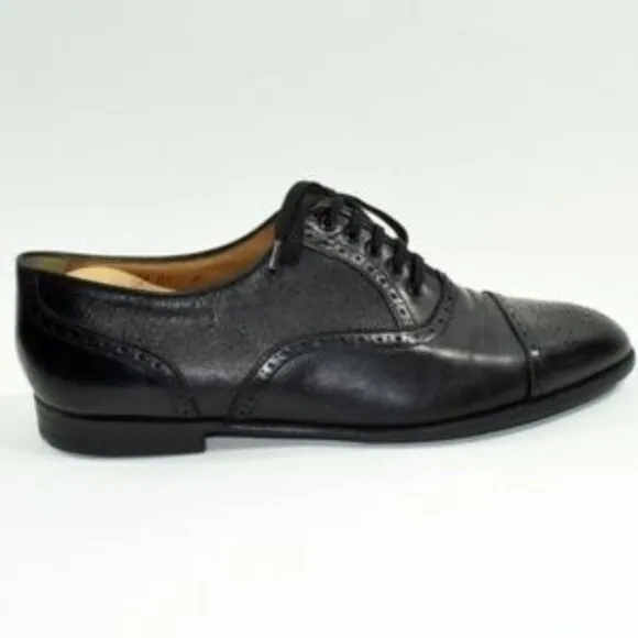 Santoni - Black Oxford Cap-Toe