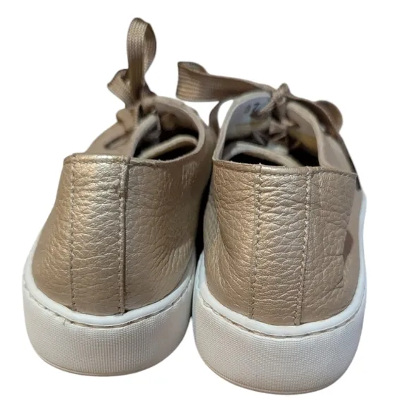 SANTONI Gold Leather Sneakers Trainers Made in Italy Calfskin Comfort size 7