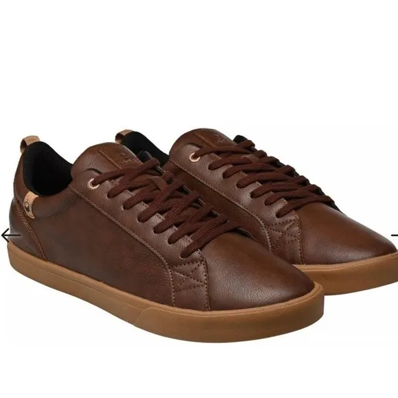 SAOLA Men's Cannon Waterproof Chocolate Brown Vegan Leather Shoes Sz 9 NWOB