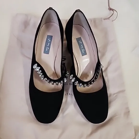 Sara Jessica Parker Elegant Black Women's Shoes with Crystal Embellishments