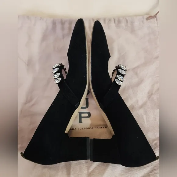 Sara Jessica Parker Elegant Black Women's Shoes with Crystal Embellishments