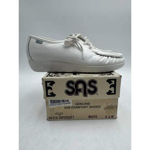 SAS SIESTA SUPERSOFT Women's NEW Comfort Slip On Loafer White US Size 5.5 Wide