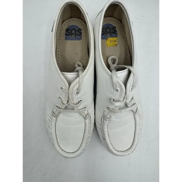 SAS SIESTA SUPERSOFT Women's NEW Comfort Slip On Loafer White US Size 5.5 Wide