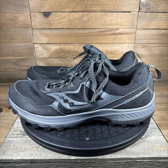 Saucony Mens Size 10 Wide Black Gray Excursion TR16 Athletic Trail Running Shoes