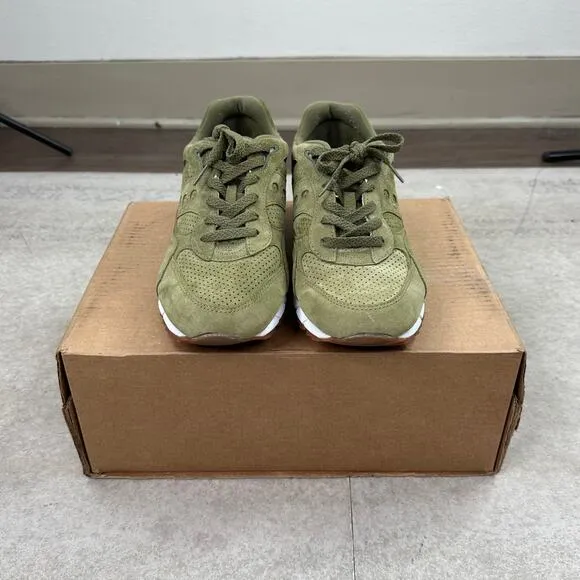 Saucony Shadow 6000 Olive Suede Low Top Shoes Green White Gum Bottoms Mens 11