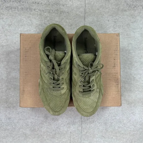 Saucony Shadow 6000 Olive Suede Low Top Shoes Green White Gum Bottoms Mens 11