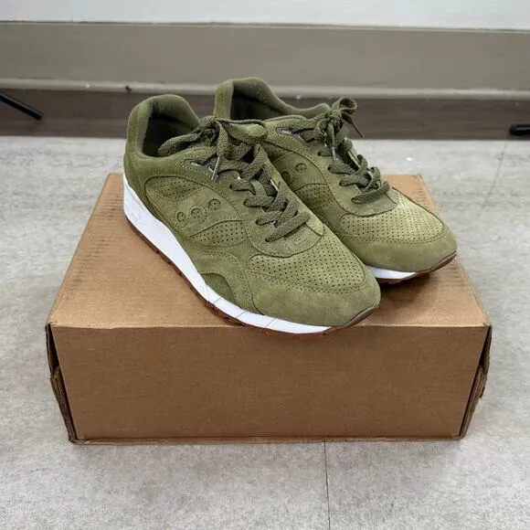 Saucony Shadow 6000 Olive Suede Low Top Shoes Green White Gum Bottoms Mens 11