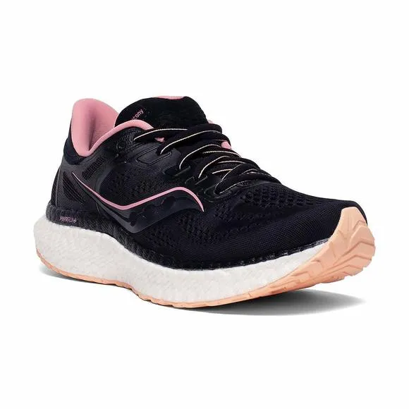 SAUCONY WOMEN'S HURRICANE 23 SNEAKER, BLACK/ROSE, 10.5