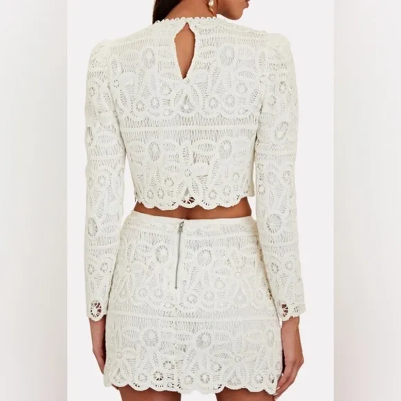 SAYLOR Bernie Lace 2 Piece Top &amp; Skirt Set L Featured in 2023 Bride Magazine
