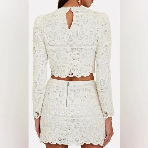 SAYLOR Bernie Lace 2 Piece Top &amp; Skirt Set L Featured in 2023 Bride Magazine