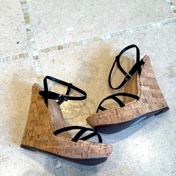 Schutz Black Women's Wedge Sandals