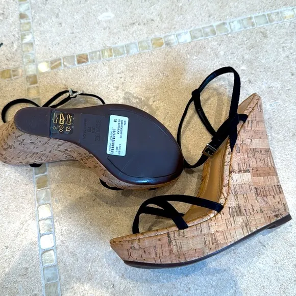 Schutz Black Women's Wedge Sandals