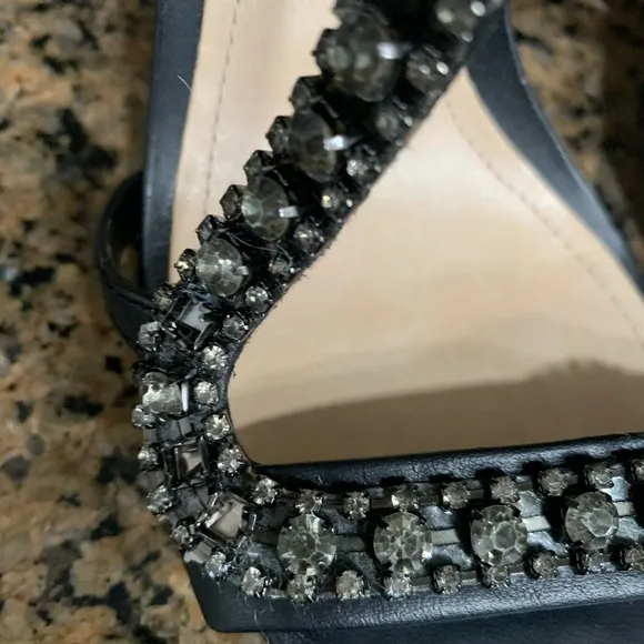 Schutz Elegant Black Strappy Heels with stones