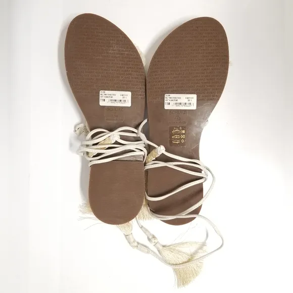 Schutz Jolina Strappy Crystal Embellished Wrap Sandals in Pearl 8M NWT
