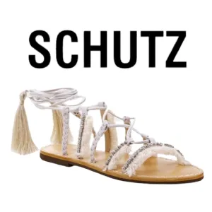 Schutz Jolina Strappy Crystal Embellished Wrap Sandals in Pearl 8M NWT