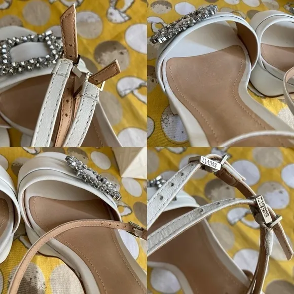Schutz Nates Nappa leather platform heels with rhinestone buckle size 8B