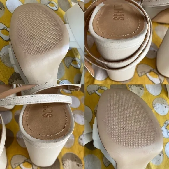 Schutz Nates Nappa leather platform heels with rhinestone buckle size 8B
