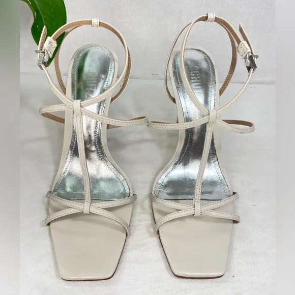 Schutz Womens Adriana Stiletto Sandal US 9 White Pearl Leather‎ NWOB