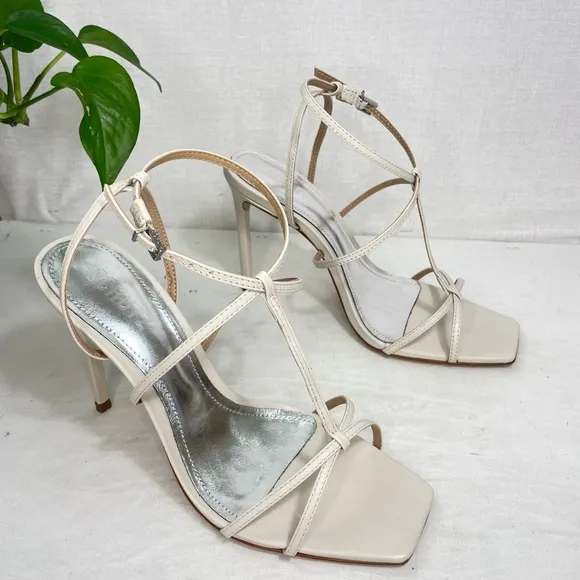 Schutz Womens Adriana Stiletto Sandal US 9 White Pearl Leather‎ NWOB