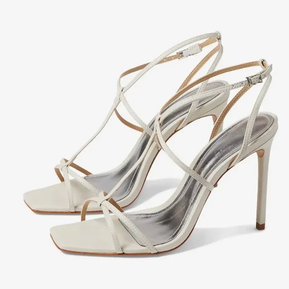 Schutz Womens Adriana Stiletto Sandal US 9 White Pearl Leather‎ NWOB