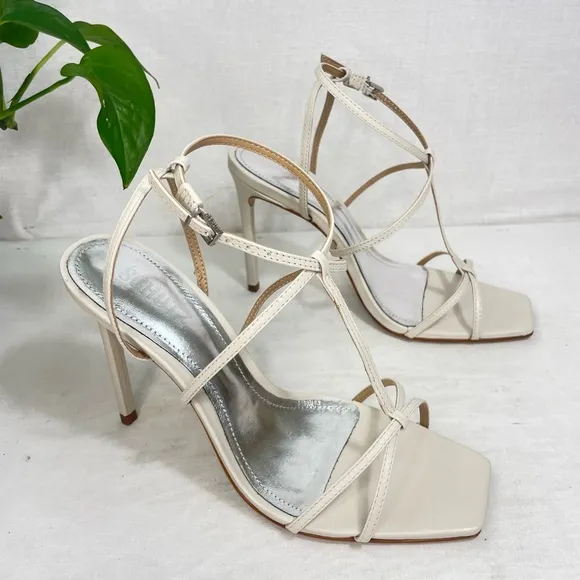 Schutz Womens Adriana Stiletto Sandal US 9 White Pearl Leather‎ NWOB