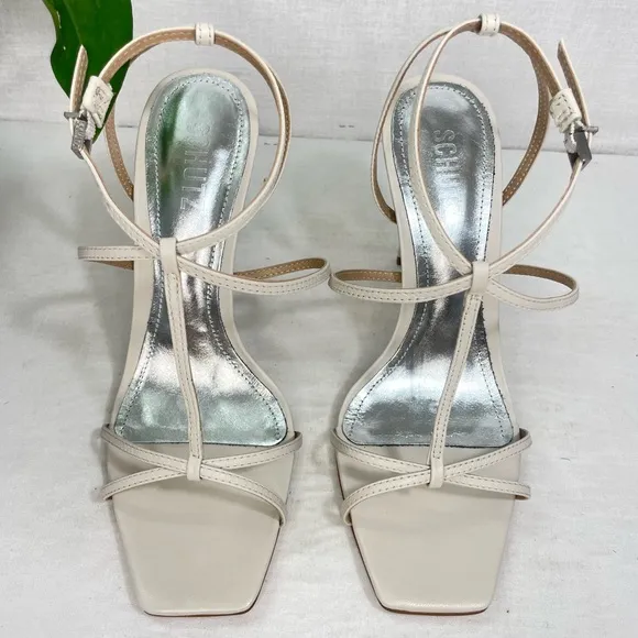 Schutz Womens Adriana Stiletto Sandal US 9 White Pearl Leather‎ NWOB