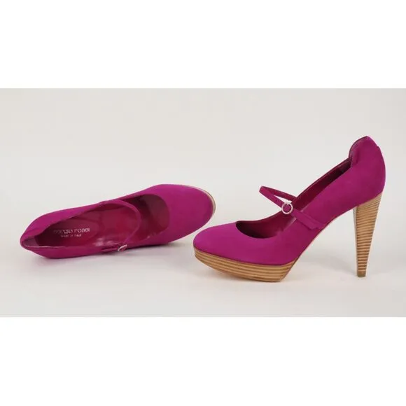 SERGIO ROSSI SHOES HIGH HEEL PUMPS FUCHSIA PINK SUEDE LEATHER sz IT 40 US 10