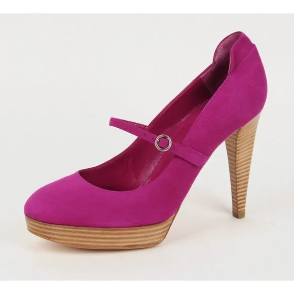 SERGIO ROSSI SHOES HIGH HEEL PUMPS FUCHSIA PINK SUEDE LEATHER sz IT 40 US 10