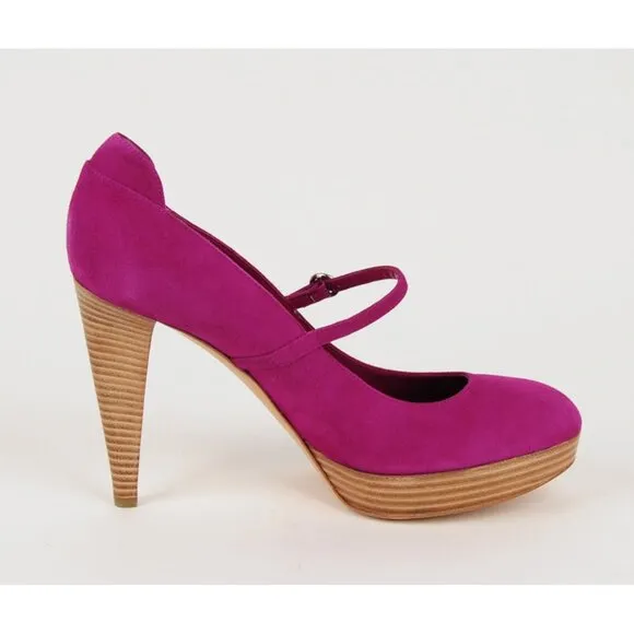 SERGIO ROSSI SHOES HIGH HEEL PUMPS FUCHSIA PINK SUEDE LEATHER sz IT 40 US 10