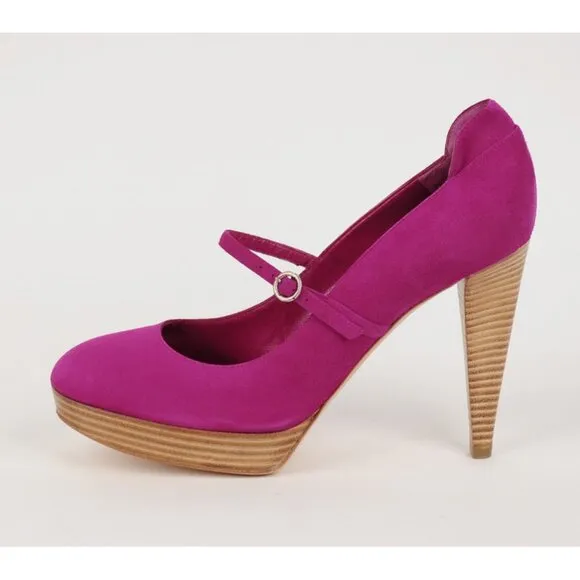 SERGIO ROSSI SHOES HIGH HEEL PUMPS FUCHSIA PINK SUEDE LEATHER sz IT 40 US 10