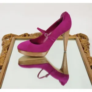 SERGIO ROSSI SHOES HIGH HEEL PUMPS FUCHSIA PINK SUEDE LEATHER sz IT 40 US 10