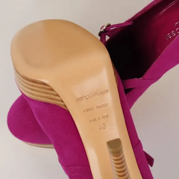 SERGIO ROSSI SHOES HIGH HEEL PUMPS FUCHSIA PINK SUEDE LEATHER sz IT 40 US 10