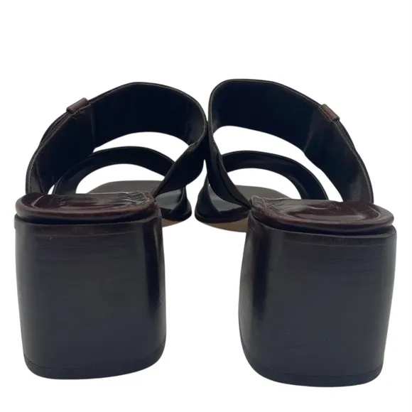 Sesto Meucci Womens Shoes Leather Sandals Sz 8 Brown Heeled Open Toe Italy Chic