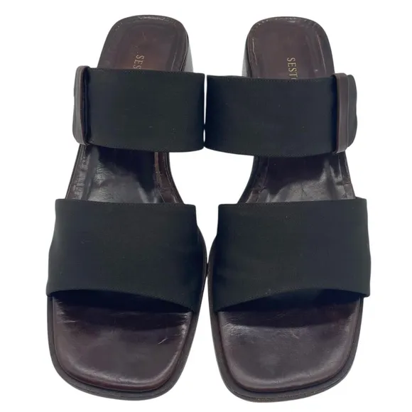 Sesto Meucci Womens Shoes Leather Sandals Sz 8 Brown Heeled Open Toe Italy Chic
