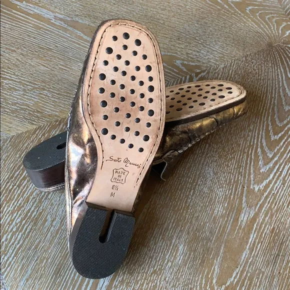 SESTO MEUCI Brown Metallic Open Heel Shoes 8.5