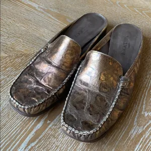 SESTO MEUCI Brown Metallic Open Heel Shoes 8.5