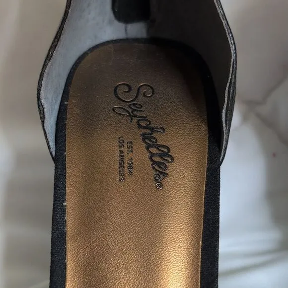 Seychelles size 8 Black Rhinestone Open Toe Heels with Ankle Strap