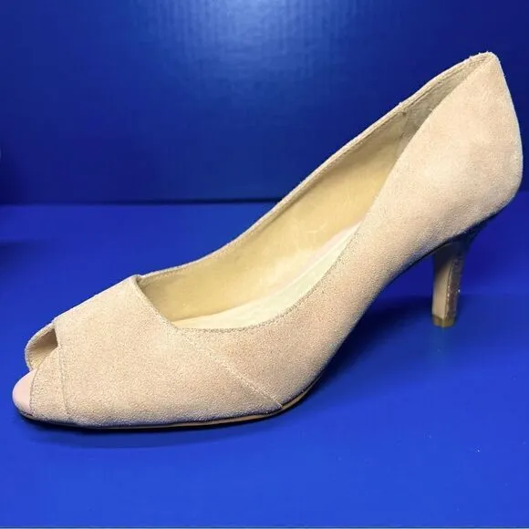 Shoes of Prey Womens Pink Suede Open Toe Glitter Heel Pumps EU39.5/US9.5